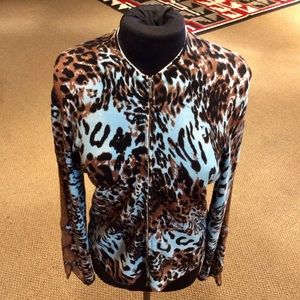 Metric Brown Lace Long Sleeve Zip Up Blazer